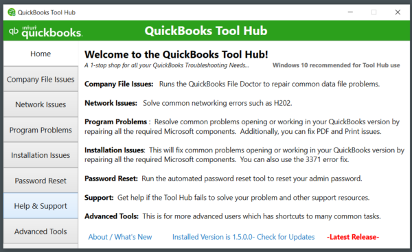 QuickBooks Tool Hub Home